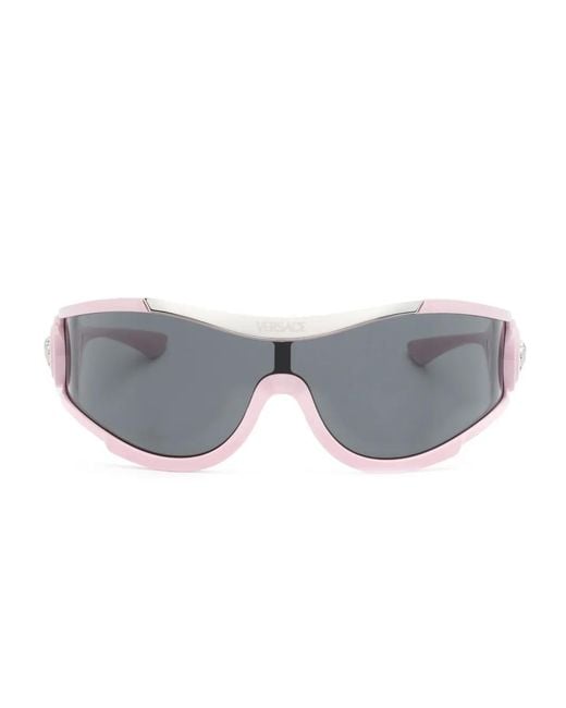 Versace Gray Medusa Medallion Shield-Frame Sunglasses