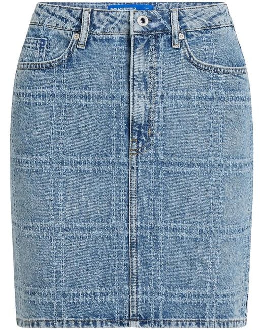 Karl Lagerfeld Blue Patchwork Denim Mini Skirt