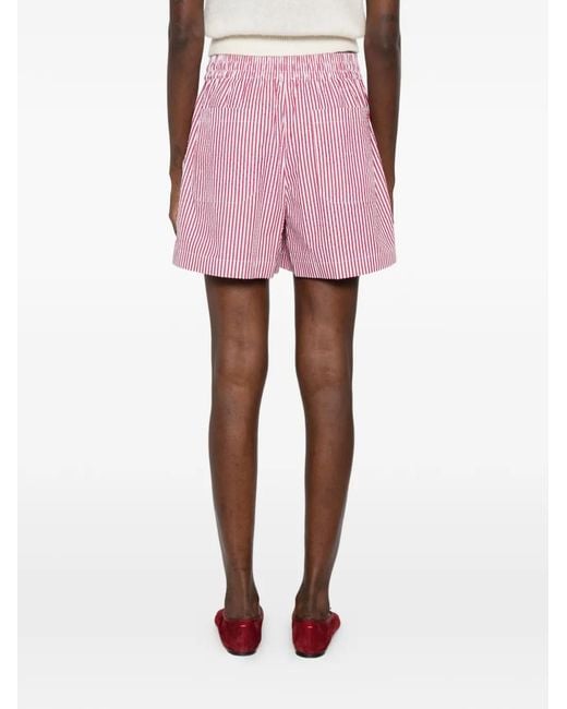 P.A.R.O.S.H. Pink Striped-Pattern Shorts