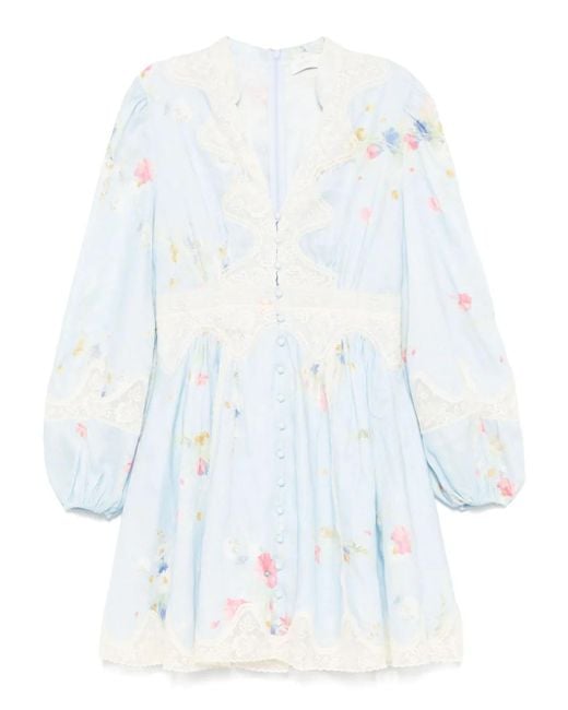 Zimmermann White Lucky Lace Plunge Mini Dress