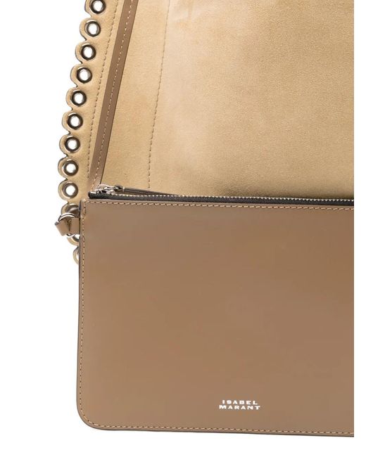 Isabel Marant Natural Oskan Soft Chain Suede Leather Shoulder Bag
