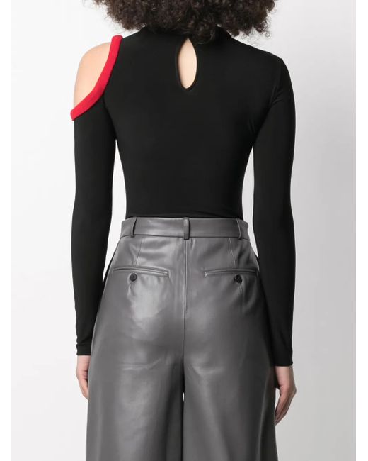 Atu Body Couture Black Ghosting Bodysuit With Cut-Away Shoulder