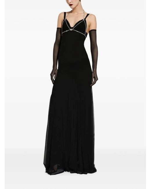 Dolce & Gabbana Black Semi-Sheer Open-Back Nightdress