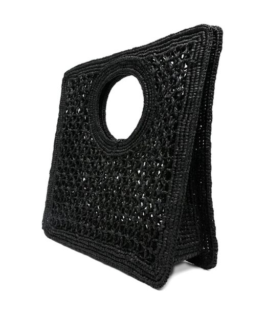 Jacquemus Black Circular-Handle Raffia Tote Bag