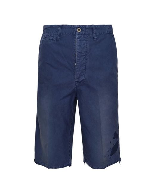 Visvim Gerafelde Shorts in het Blue voor heren