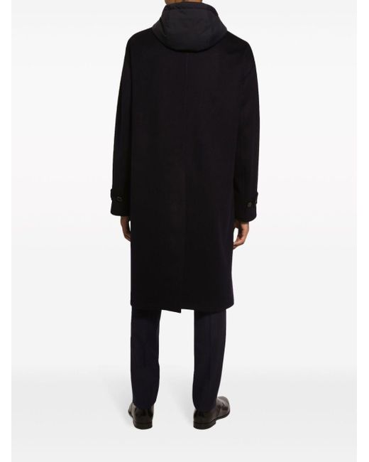 Cappotto monopetto con cappuccio di Dolce & Gabbana in Black da Uomo