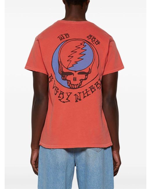 MadeWorn Red Grateful Dead-print Cotton T-shirt for men