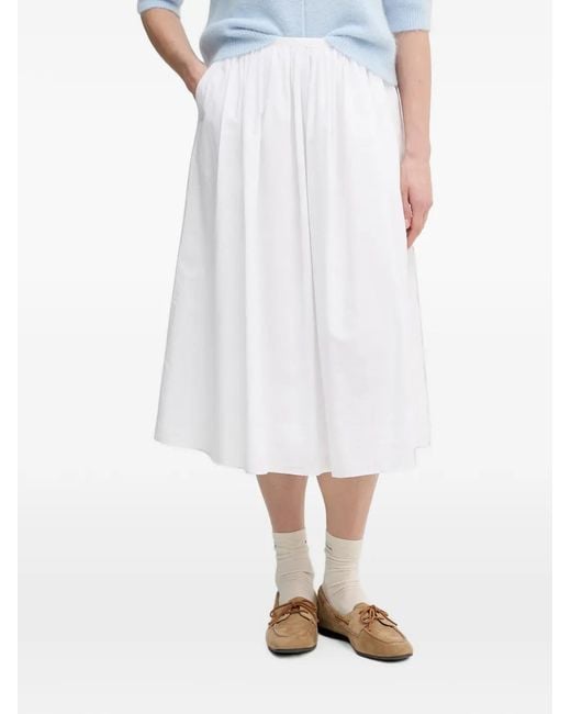 Ouí White Gathered Midi Skirt