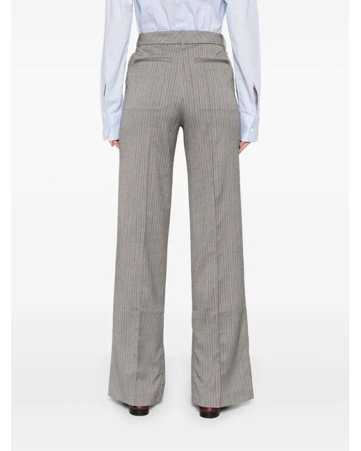 Remain Gray Herringbone-Pattern Striped Trousers