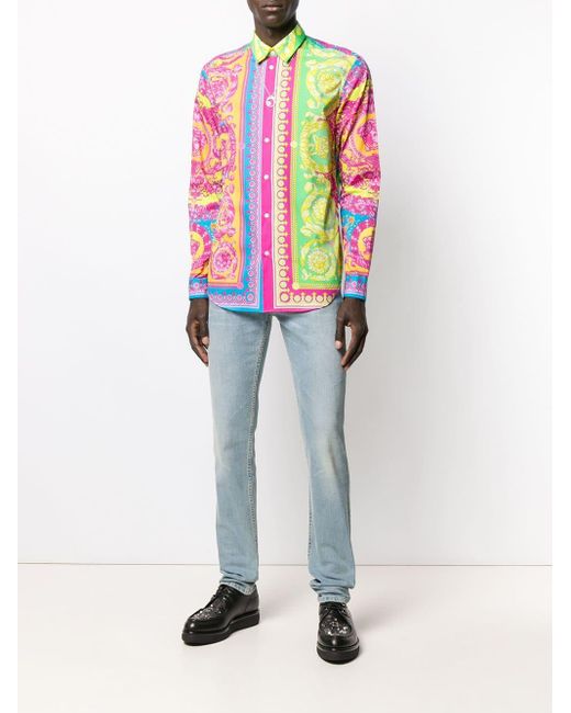 Versace Baroque Print Shirt in Pink for Men | Lyst