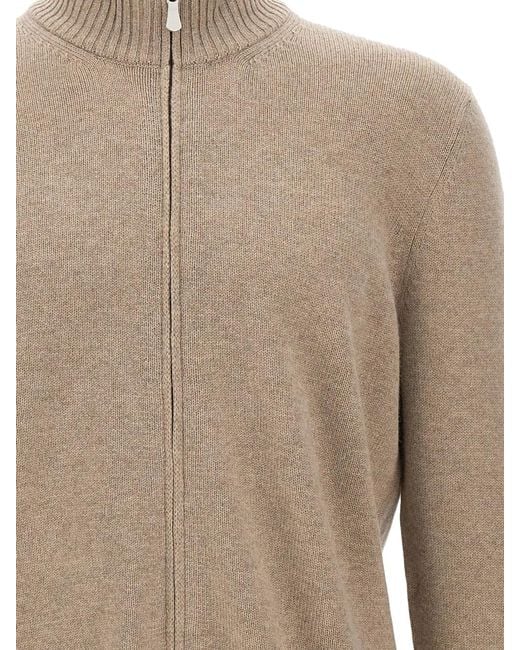 Gran Sasso Natural Zip-Up Ribbed Cardigan for men