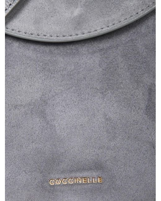 Coccinelle Gray Suede Leather Shoulder Bag