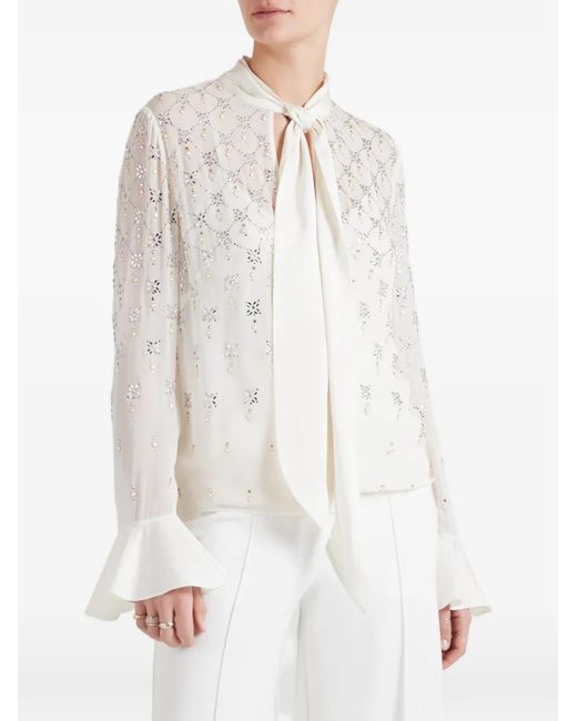 Temperley London White Gallantry Crystal-Embellished Blouse