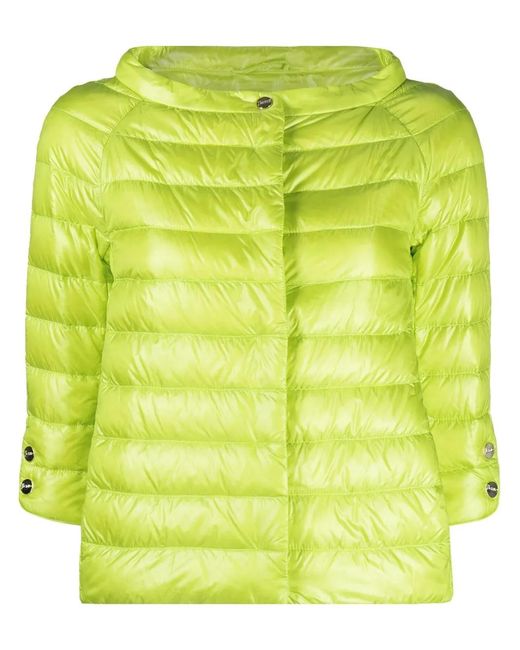 Herno Yellow Aminta Quilted Three-Quarter Sleeve Jacket