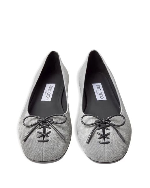 Jimmy Choo White Scarlett Bow-Detail Ballet Flats