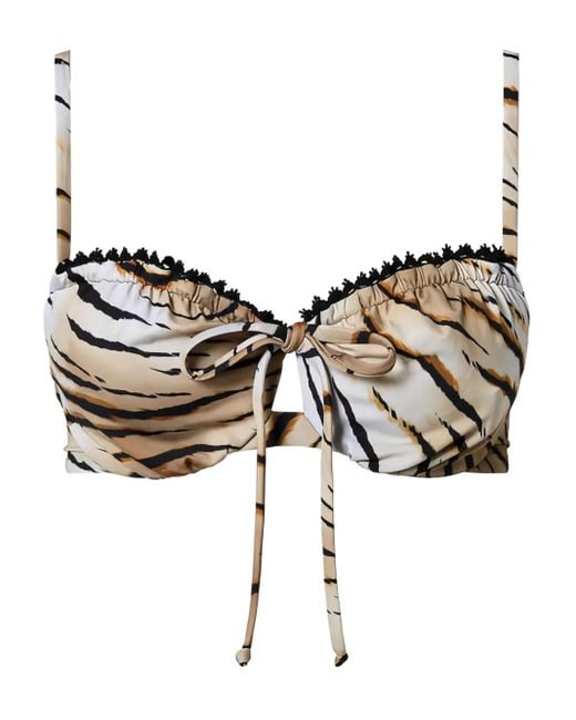 Twinset Brown Underwire Tiger-Print Bikini Top