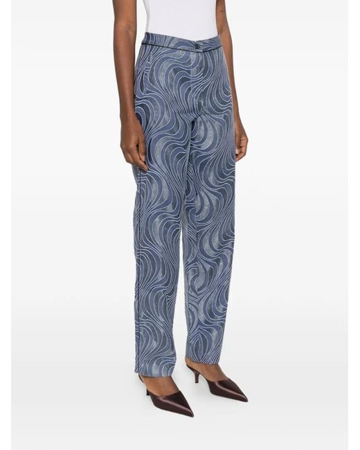 Botsi Blue Illusion-Print Trousers
