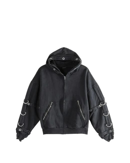 Balenciaga Black Ring-Detail Zip-Fastening Hoodie for men