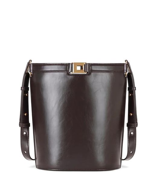 Elisabetta Franchi Black Naplak-Effect Bucket Bag