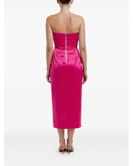 POST MERIDIEM Pink Satin Midi Dress