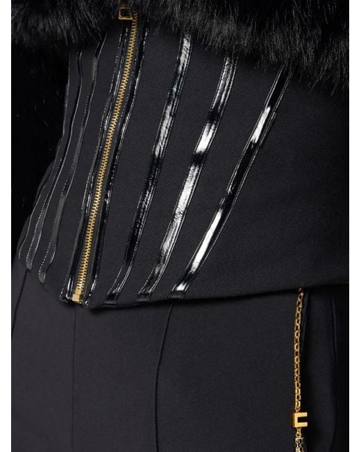 Elisabetta Franchi Blue Crepe Flared Trousers