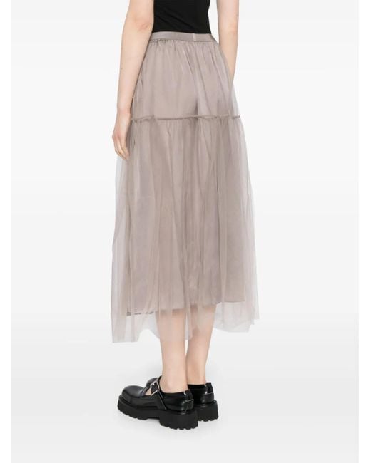 JNBY Gray A-Line Tulle Midi Skirt