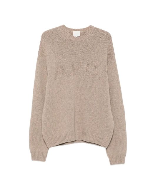 A.P.C. Natural Logo-Knit Crew-Neck Sweater for men