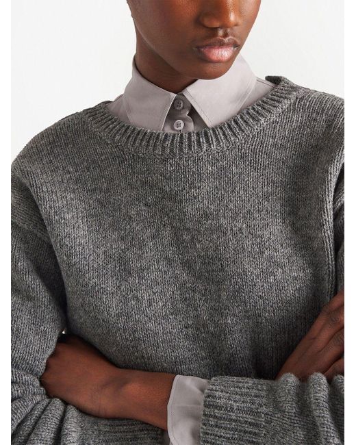 Prada Cashmere Low-back Jumper in Grey | Lyst UK