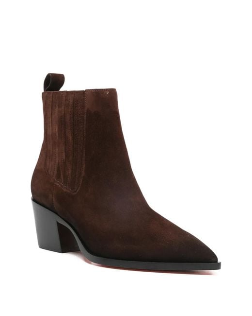 Santoni Brown Pointed-Toe Suede Boots