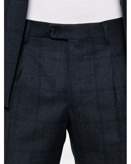 Tagliatore Blue Double-Breasted Checked Suit for men