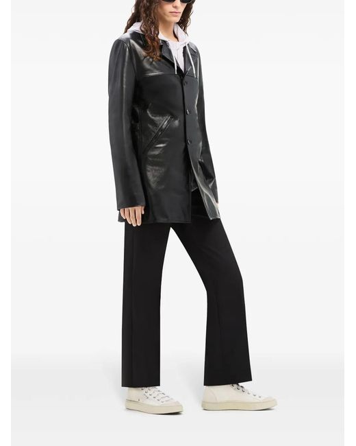 Courreges Black Notched-Lapels Tailored Leather Jacket for men