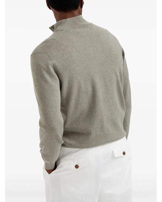 Brunello Cucinelli Kasjmier Poloshirt Met Rits in het Gray voor heren