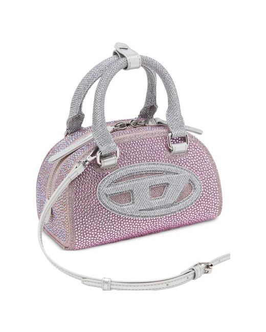 Borsa Tote 1Dr Dome Minicon Strass di DIESEL in Purple