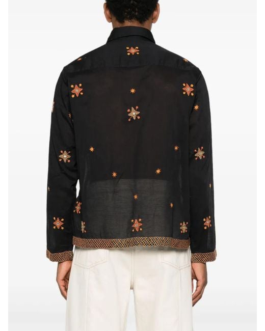 Kartik Research Black Star-Embroidered Shirt for men