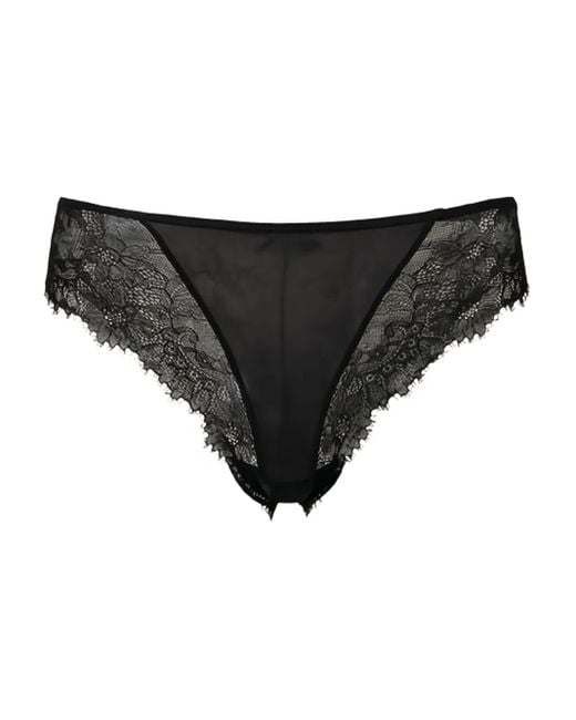 Twinset Black Lace-Panelled Satin Briefs
