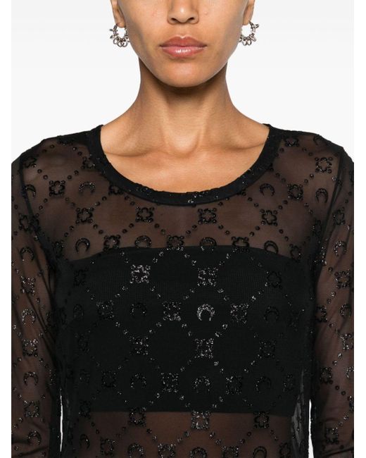 MARINE SERRE Black Moonogram-pattern Midi Dress