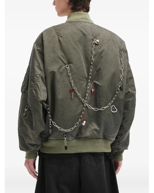 Doublet Gray Chain-Embellished Bomber Jacket for men