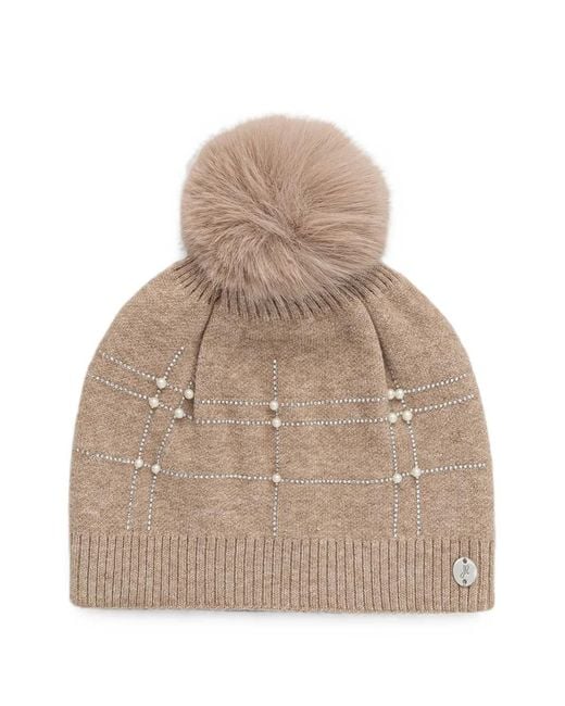 Joseph Ribkoff Natural Pompom Detail Beanie