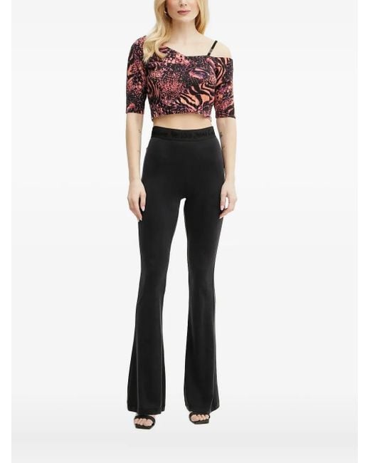 Versace Jeans Couture Orange Animal-Print One-Shoulder Top