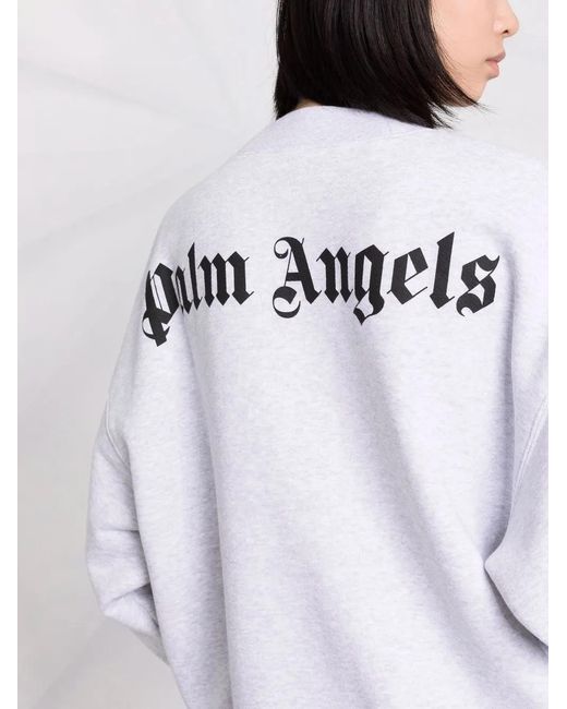 Palm Angels White Logo-Print Sweatshirt