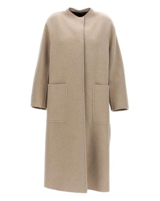 Max Mara Kasjmier Jas Met Opgestikte Zak in het Natural