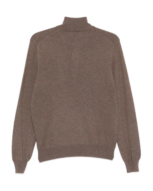 Barba Napoli Brown High-Neck Zipped Sweater for men