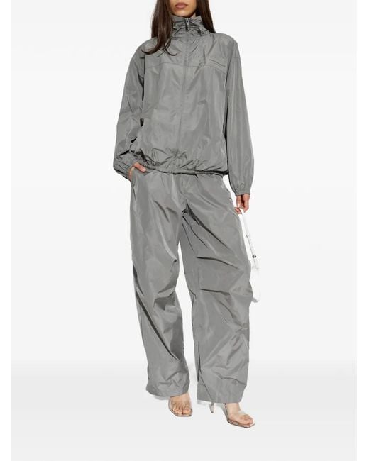 Alexander Wang Gray Gathered Neck Oversized Track Jacket