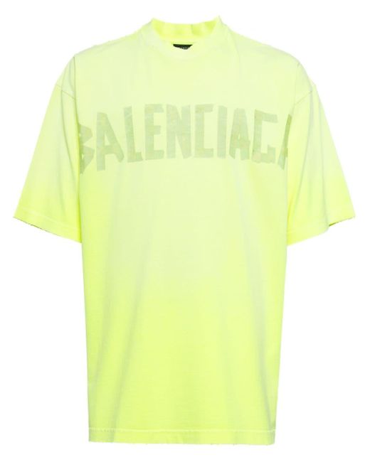 Balenciaga Yellow Tape Type Cotton T-shirt for men
