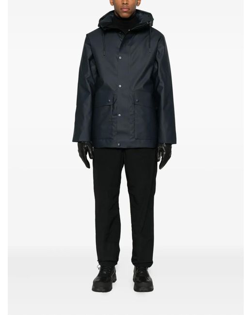 Rains Blue Button-Up Coat