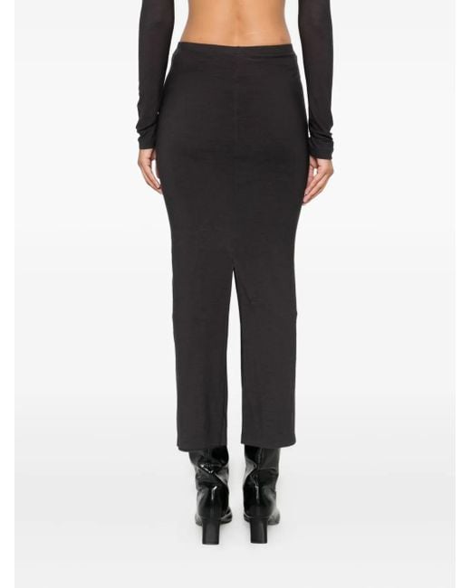 Nanushka Black Low-Rise Split Midi Skirt