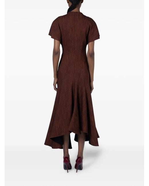 Roksanda Brown Sapha Asymmetric-Hem Flared Dress
