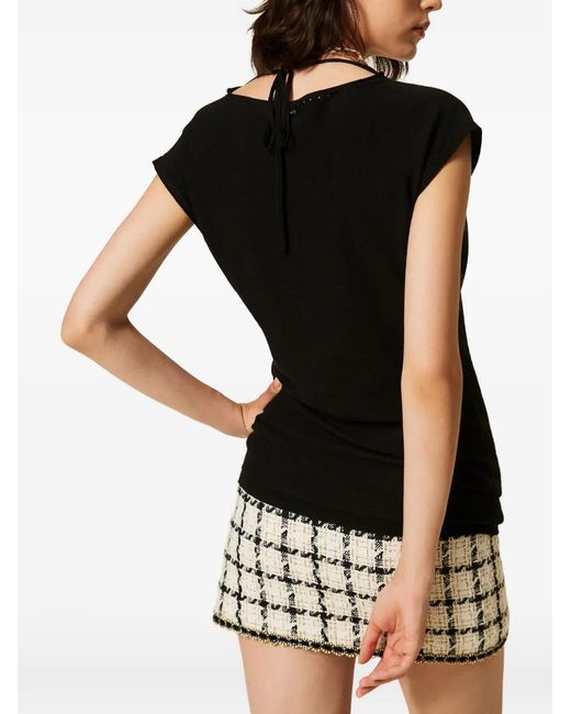 Twinset Black Maxi Jumper With Draping