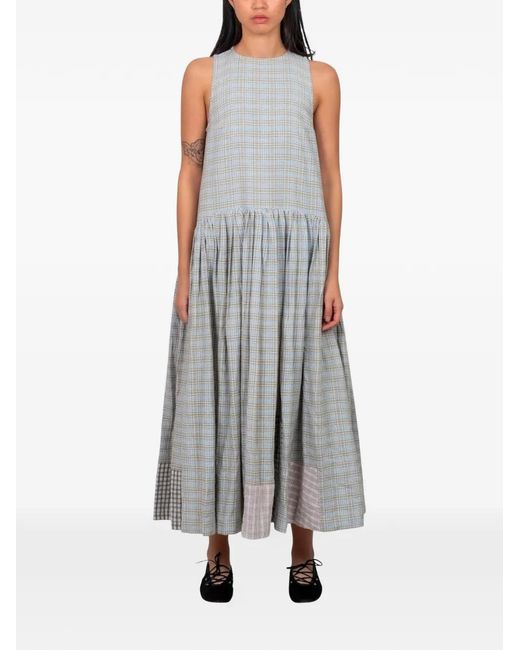 STORY mfg. Gray Echo Checked Maxi Dress