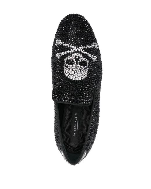 Philipp Plein Black Skull Bones Moccasins